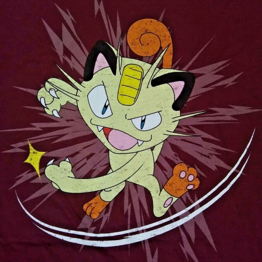 Meowth Graphic Cat T-Shirt - Red